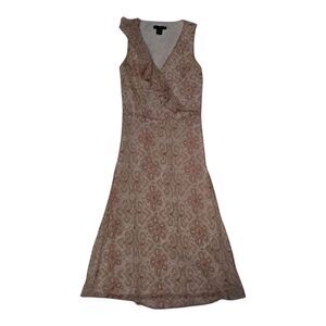 VTG Y2K The Limited Slip Midi Dress Womens 4 Blush Pink 100% Silk Ruffle Paisley